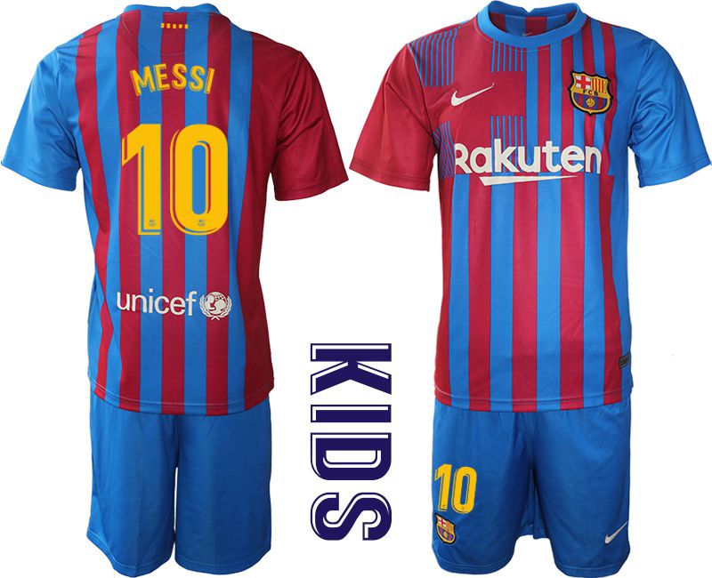 Youth 2021-2022 Club Barcelona home blue #10 Nike Soccer Jerseys->barcelona jersey->Soccer Club Jersey